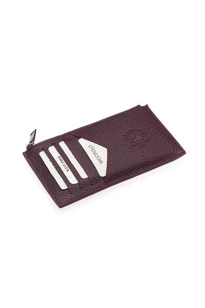 Fiyaka West Polo 1312 Genuine Leather Women's Wallet Women's Card Holder Claret Red
