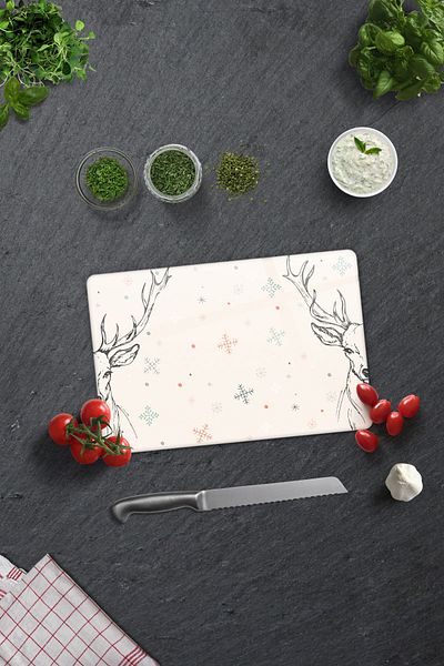 Decorita لوح تقطيع الزجاج - لوح تقطيع الزجاج |   غزال كريمي 20 سم × 30 سم