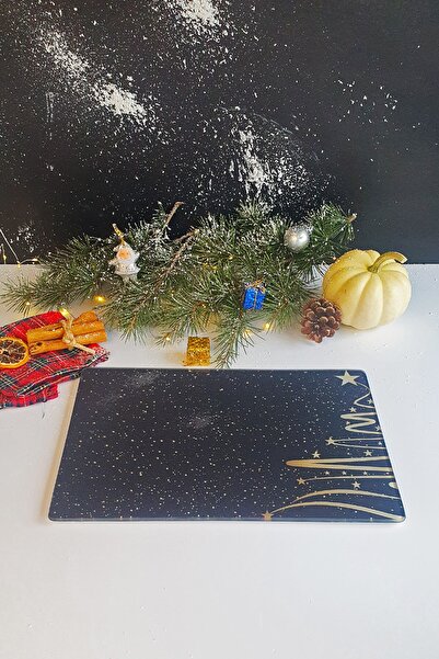 Decorita Cam Kesme Tahtası - Cam Kesme Tablası | Yeni Yıl Füme | 20cm x 30cm