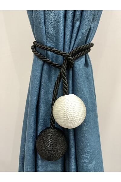 SEILL Iki Toplu Yan Bağlama Fon Perde Toplama Aparatı Siyah&krem