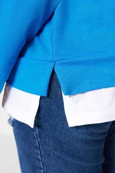 Trendyol Curve Nagy méretű vékony kötött Saks alsó póló - Go Out Look pulóver TBBAW23AO00023