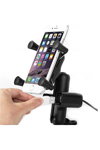 Knmaster Motowolf Usb Şarj Soketli Ayna Bağlantılı Telefon Tutucu