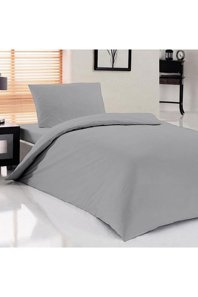 mer-tim ezberbozan ev tekstili Mer-tim Cotton Ranforce Single 100x200 Elastic Sheet and Pillow Case - Gray
