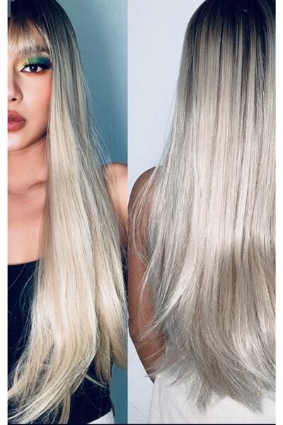 Makromehome Küllü Bebek Sarısı Düz Uzun Yarım Ay Saç – 3 Parça Çıt Çıt 75cm. ...