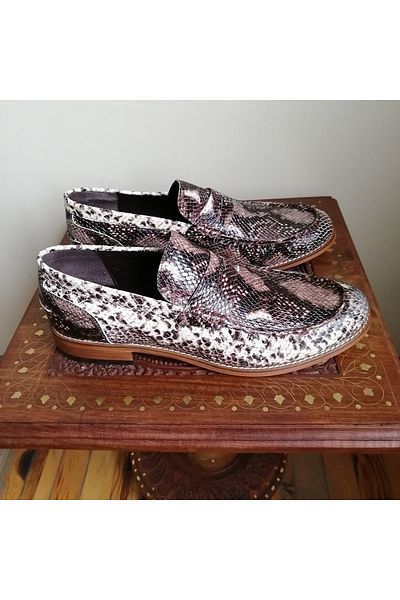 D By Divarese Unisex Genuine Leather Brown Beige Hand Stitched Genuine Leather Sole Loafer