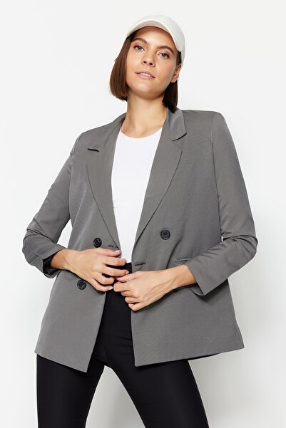 Trendyol Collection Blazer - Gray - Regular fit