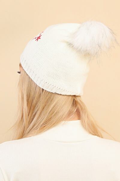 Aghilo - Біла зимова тематична шапка «Let It Snow» з помпоном для особливих днів
