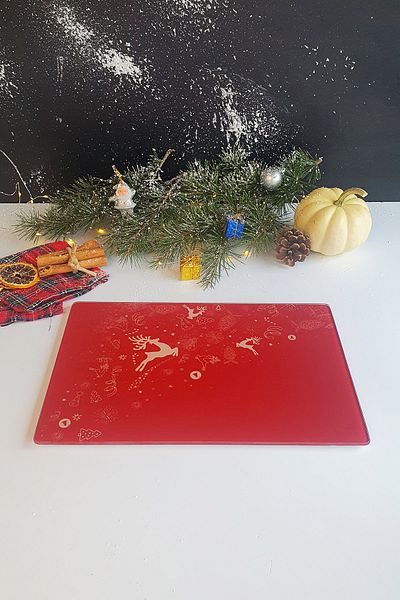 Decorita Glass Cutting Board - Glass Cutting Board |   New Year Red |   20cm X 30cm