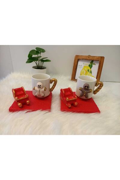 Süs Dükkanı Tasarım Dekoratif Hediyelik Yılbaşı Temalı Kahve Fincanı Modeli 2...