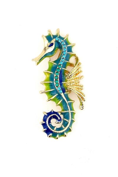 Solfera Deniz Atı Mavi Okyanus Resif Deniz Canlısı Rozet Broş Rz093