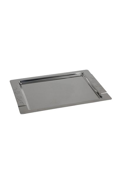 BAYDURSAN Steel Tea Tray Stainless Shiny Metal Tea Serving Tray Zumrut