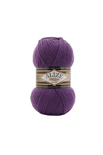 Alize Superlana Classic 044 Purple Vest Cardigan Sweater Yarn 25% Wool 100 Gr 280 Meters