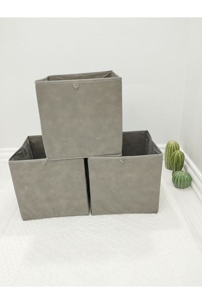 Balkan Room 3 Pieces Anthracite Multi-Purpose Closet Organizer Box Decorative Storage Box Shelf Organizer Large
