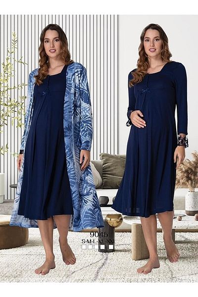 Effortt Maternity Set with Flower Lace Detailed Sleeves and Nightgowns