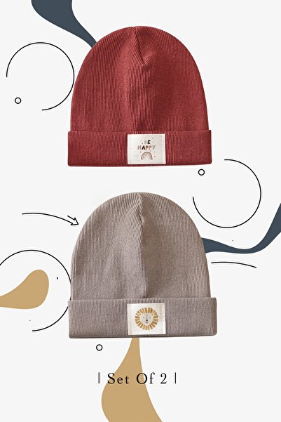 Doğan Collection Ribbed Brick-stone 2-Piece Beret