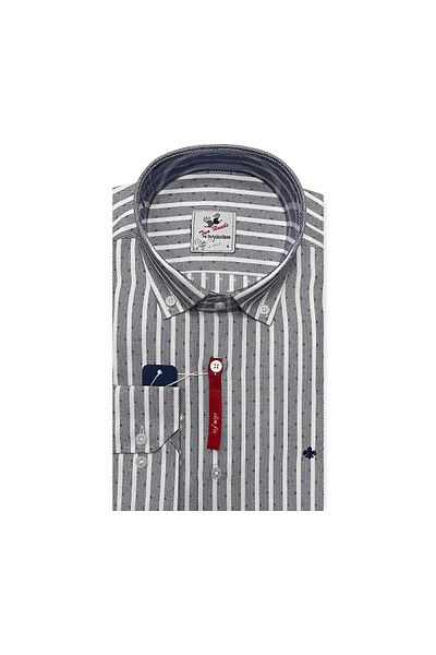 TWO HANDS Мъжка риза с дълъг ръкав Slim Fit, райета и без джобове, модел 342