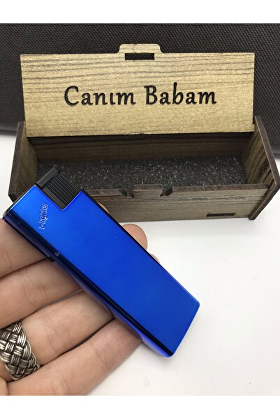 KANUNİ TESBİH Canım Babam Yazılı Ahşap Kutu Kombinli Mavi Çakmak