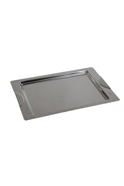 BAYDURSAN Steel Tea Tray Stainless Shiny Metal Tea Serving Tray Princess Pattern