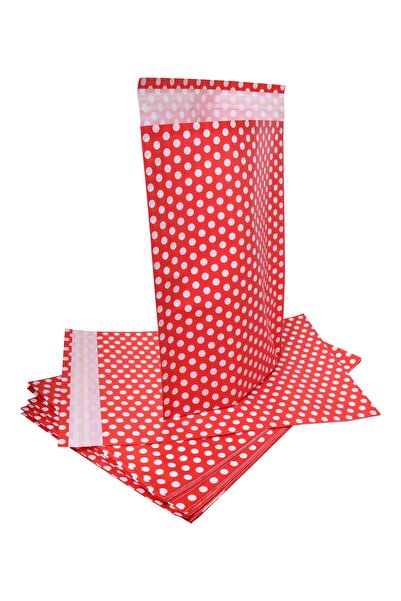 simagift Sima Gift Hediye Paketi Bantlı 25 Adet 25x30 Kırmızı Puantiyeli