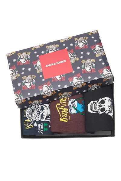 Jack & Jones جوارب جاك جونز هيرون جمجمة Giftbox للرجال جوارب سوداء 12224035-02