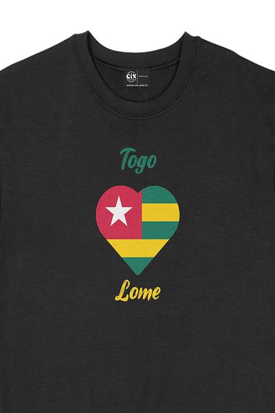 Cix Μαύρο φούτερ με σημαία Lome Togo με καρδιά
