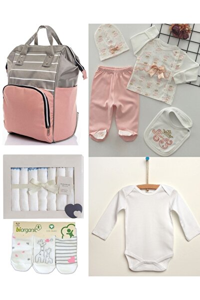 Sahra 5 Parça Büyük Doğum Seti Bebek Bakım Çantası,hastane Çıkışı,7’li Mendil...