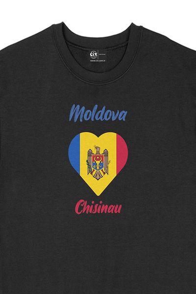 Cix Hanorac Negru Inimă Steagul Moldovei Chișinău