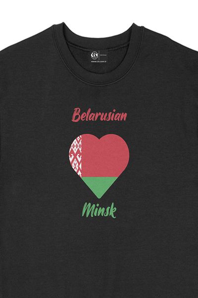 Cix Hanorac negru Minsk Belarus Flag Heart Heart