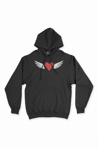 Cix Μαύρο φούτερ με κουκούλα Flying Heart Winged
