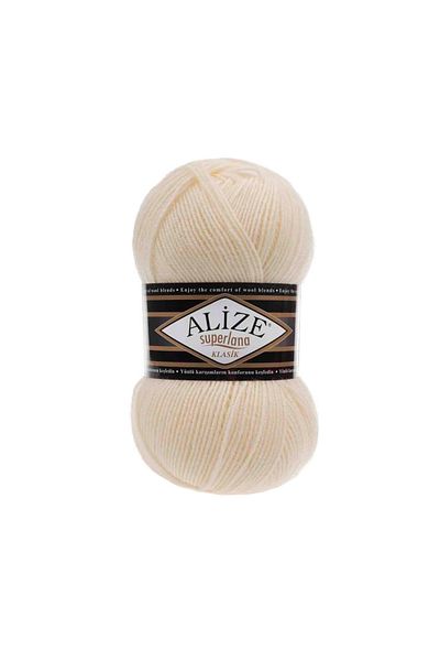 Alize Süperlana Classic 01 Κρεμ Γιλέκο Ζακέτα Πουλόβερ Σχοινί 25% Μαλλί 100 Gr 280 Μέτρα