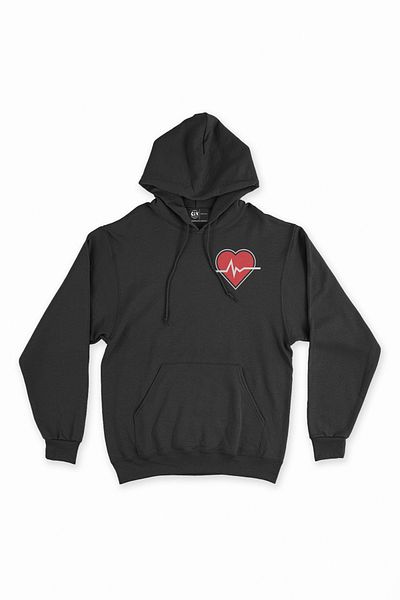 Cix Μαύρο φούτερ με κουκούλα Heart Rhythm Design