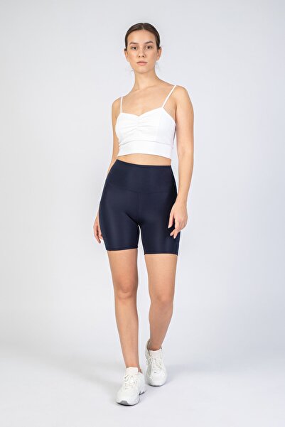 The Step Sports Spocket Сині шорти з кишенями, високою талією, стягуючі, для йоги, 6"