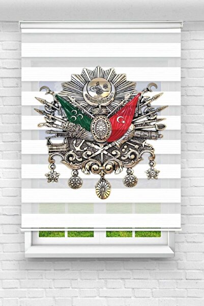 Genel Markalar Genç Odası - Osmanlı Tuğra Baskılı Zebra Perde