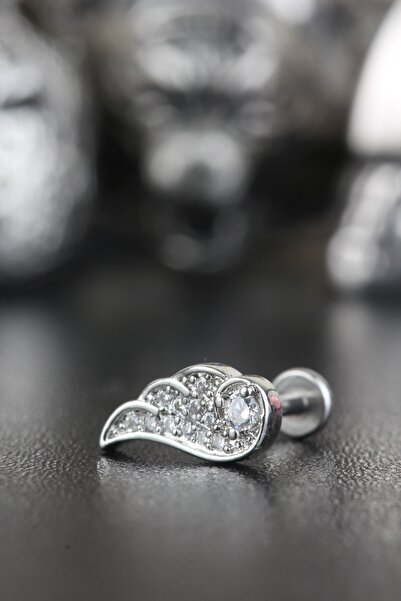 Valhalla 316l Cerrahi Çelik Kıkırdak Tragus Helix Zirkon Taş Labret Kanat Pie...