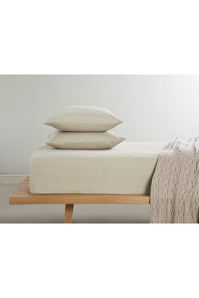 English Home Novella Premium Beige Double Soft Cotton Bed Sheet - Tkm 160x200 Cm, Elastic