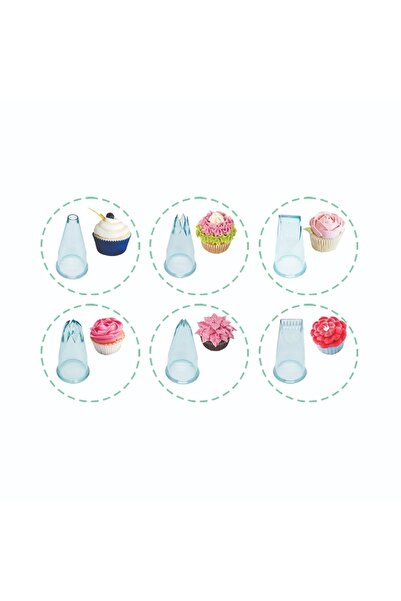 AGN STORE Polycarbonate Cream Squeezing Tip Decoration Cap Set 6 Pieces