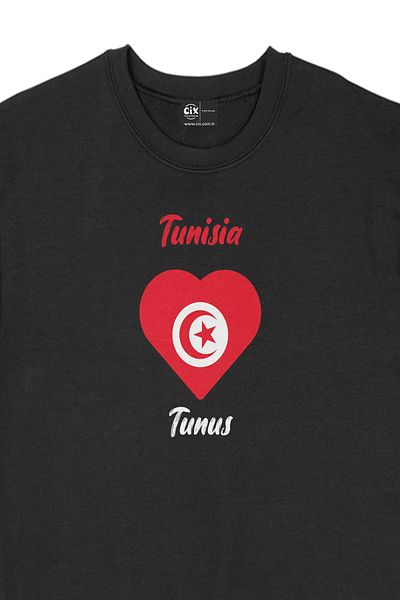 Cix Hanorac negru cu inimă steag tunisian