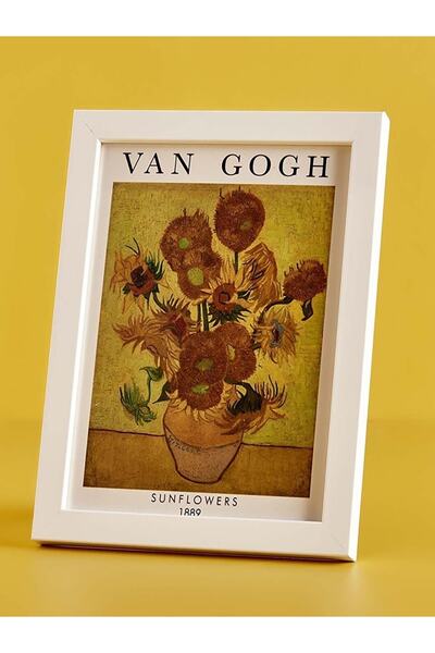 beedene Van Gogh Sunflowers Çerçeve Beyaz (18x24 cm )