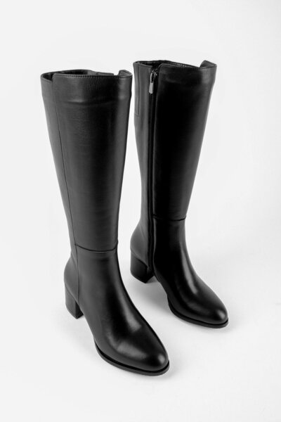 Lal Shoes & Bags Maude Kadın Hakiki Deri Topuklu Çizme-siyah