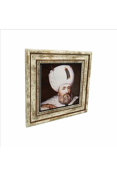 Sadrazam Kanuni Sultan Suleiman (desen portret, 1560') Pictură imprimată cu piatră naturală (25cmx25cm) (krt-092)