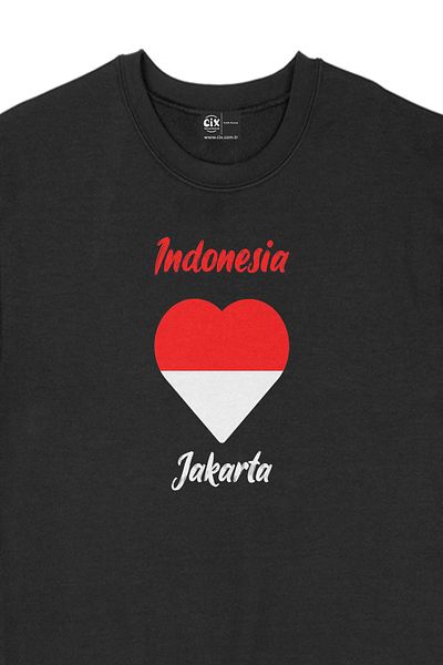 Cix Hanorac negru Jakarta Indonezia Flag Heart Heart