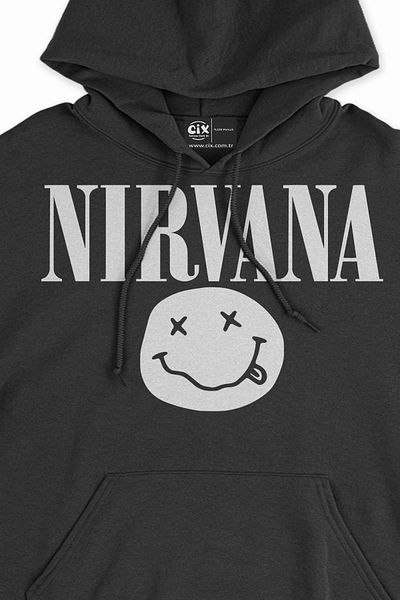 Cix Hanorac negru cu design galben Nirvana