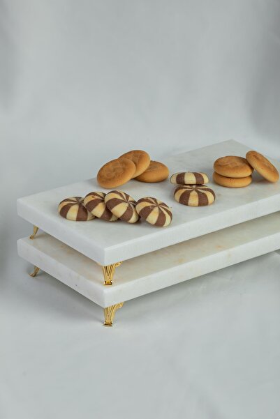 MERALP 2-Piece Marble Presentation Bowl, Metal Profile Leg