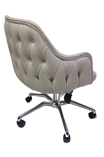 KamusalMarket Çalışma Sandalyesi Kapitone Desenli Örümcek Yıldız Ayaklı Suni Deri