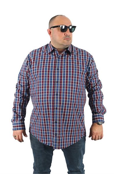 Starbattal Large Size Men's Piqquare Shirt 23360 Claret Red