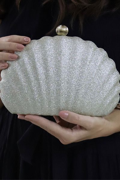 Moom Bag Γυναικεία τσάντα με αλυσίδα από χρυσό Oyster Glitter