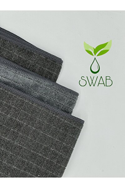SWAB MİKROFİBER ( 3 Adet Gri ) Zor Kir Halı Koltuk Duşakabin Telli Ovma Temiz...