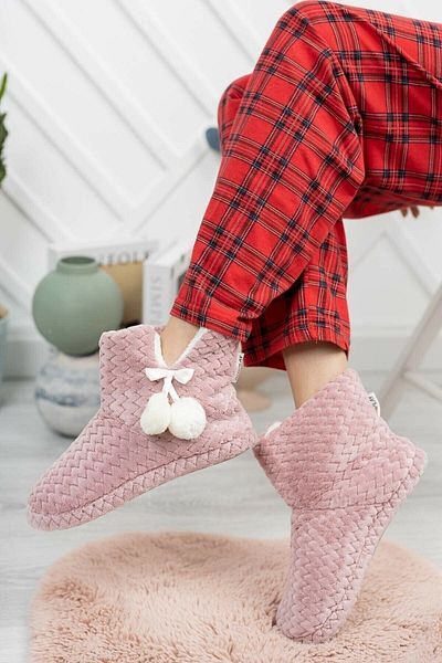 TREND AYAKKABI Γυναικεία Pompom Αντιολισθητική Σόλα Home Παπούτσια Home Boots