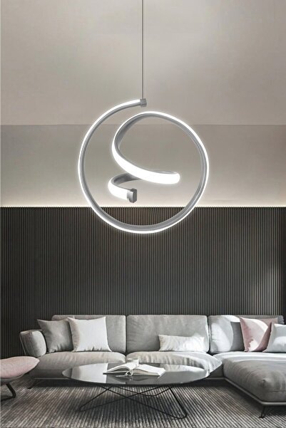 RSCOLLECTIONS Modern Tekli Sarkıt Led Avize Antre , Oda Helezon Beyaz Işık Ledli Avize