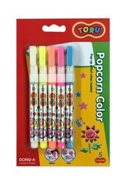 Dong-A Toru Donga 5-Piece Popcorn Heated Fluffy Crayons Set